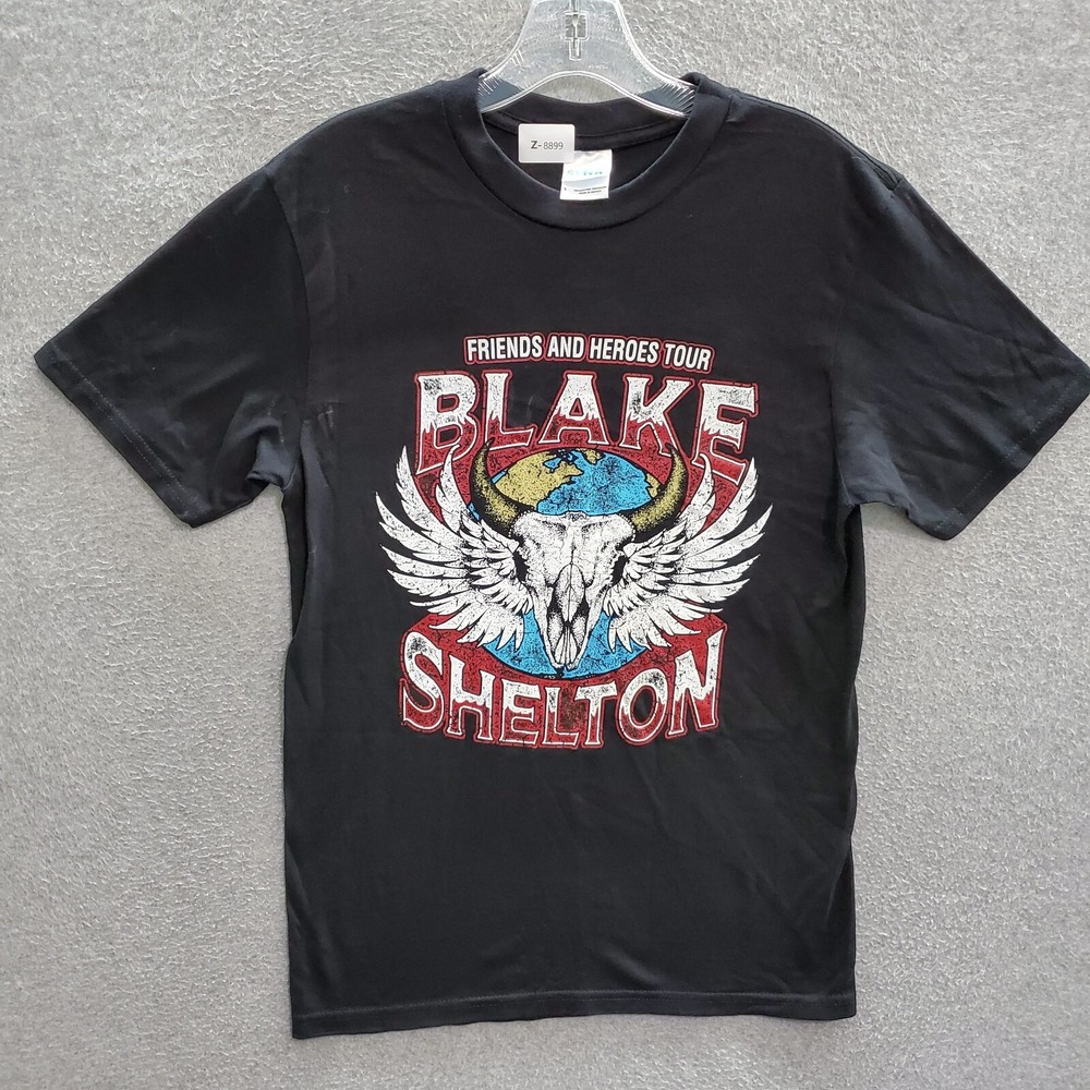 Blake Shelton Men T-Shirt Small Black Friends and Heroes Tour 2020 Skull Wings